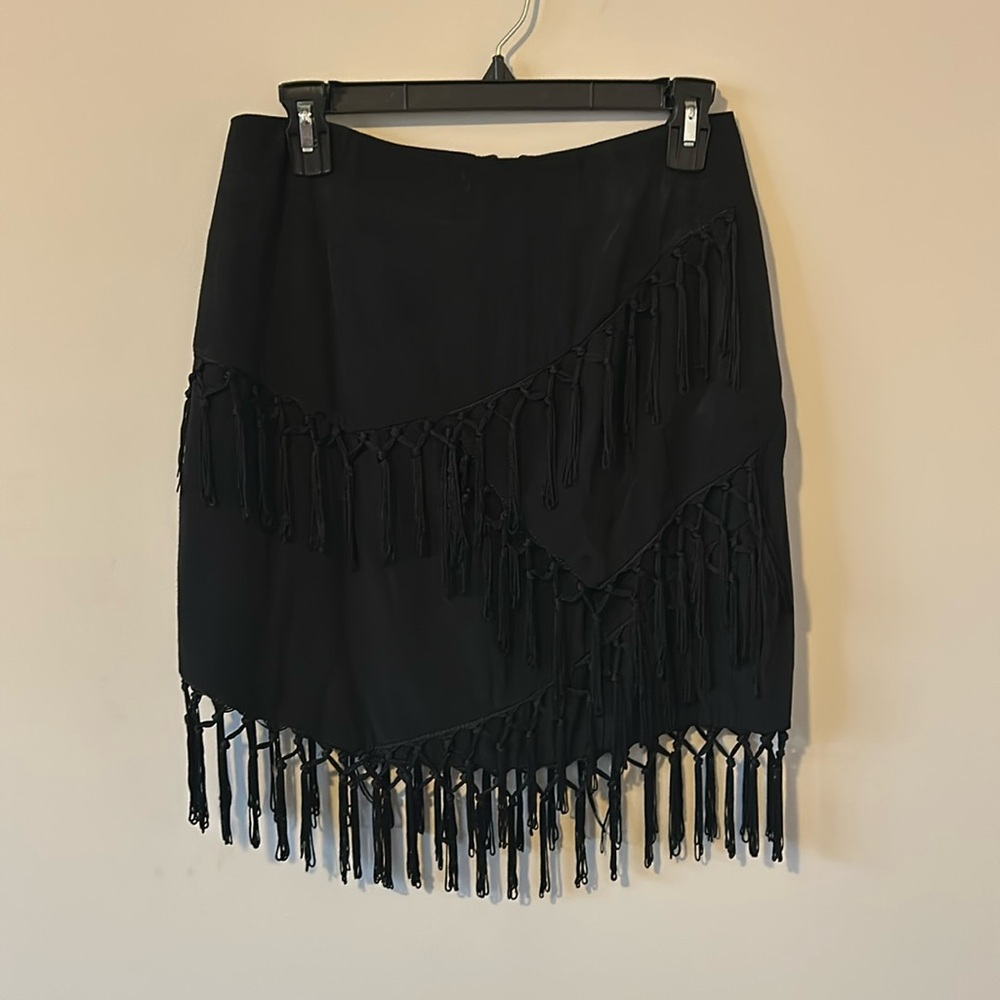The Jetset Diaries Black Fringe Mini Skirt